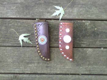 Tacked & Beaded Sheath and Tooled Concho Sheath.jpg