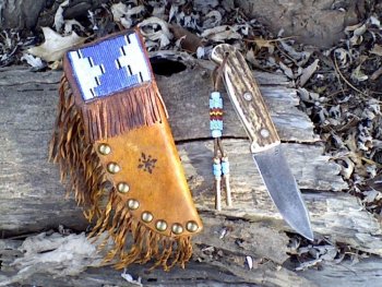 Tacked & Beaded Knifesheath and Stag Handled Knife 3.jpg